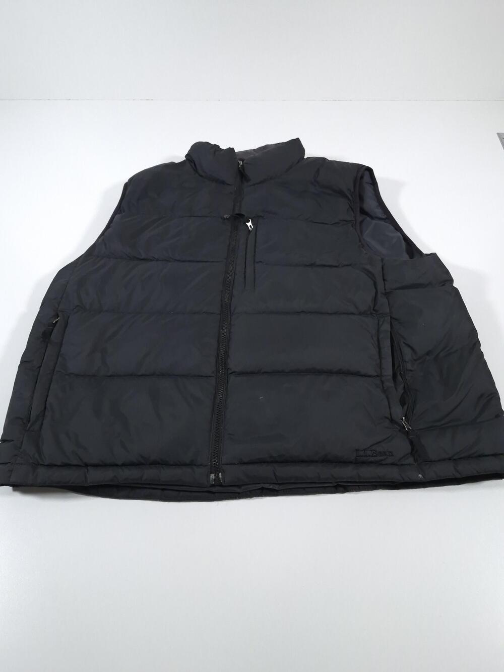 L.L.Bean Vest Mens XL Black Quilted Down Puffer Full Zip Insulated Outdoor FLAW